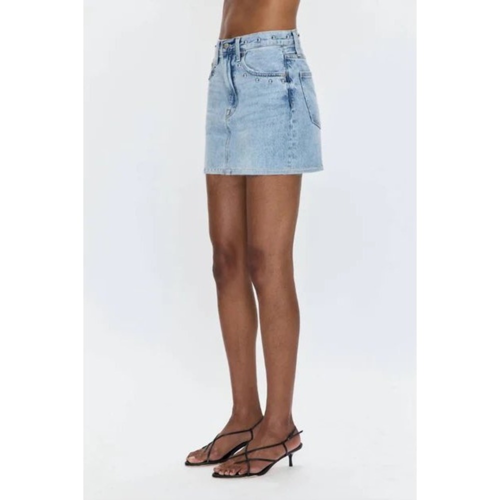 Pistola Denim Mini Skirt High Rise Light Wash 32 Blue Womens